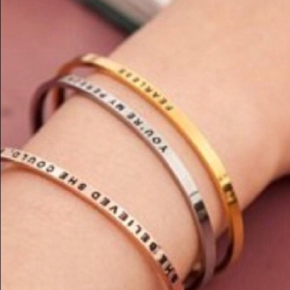 Affirmation mantra rose gold minimalist bracelet - Picture 1 of 6